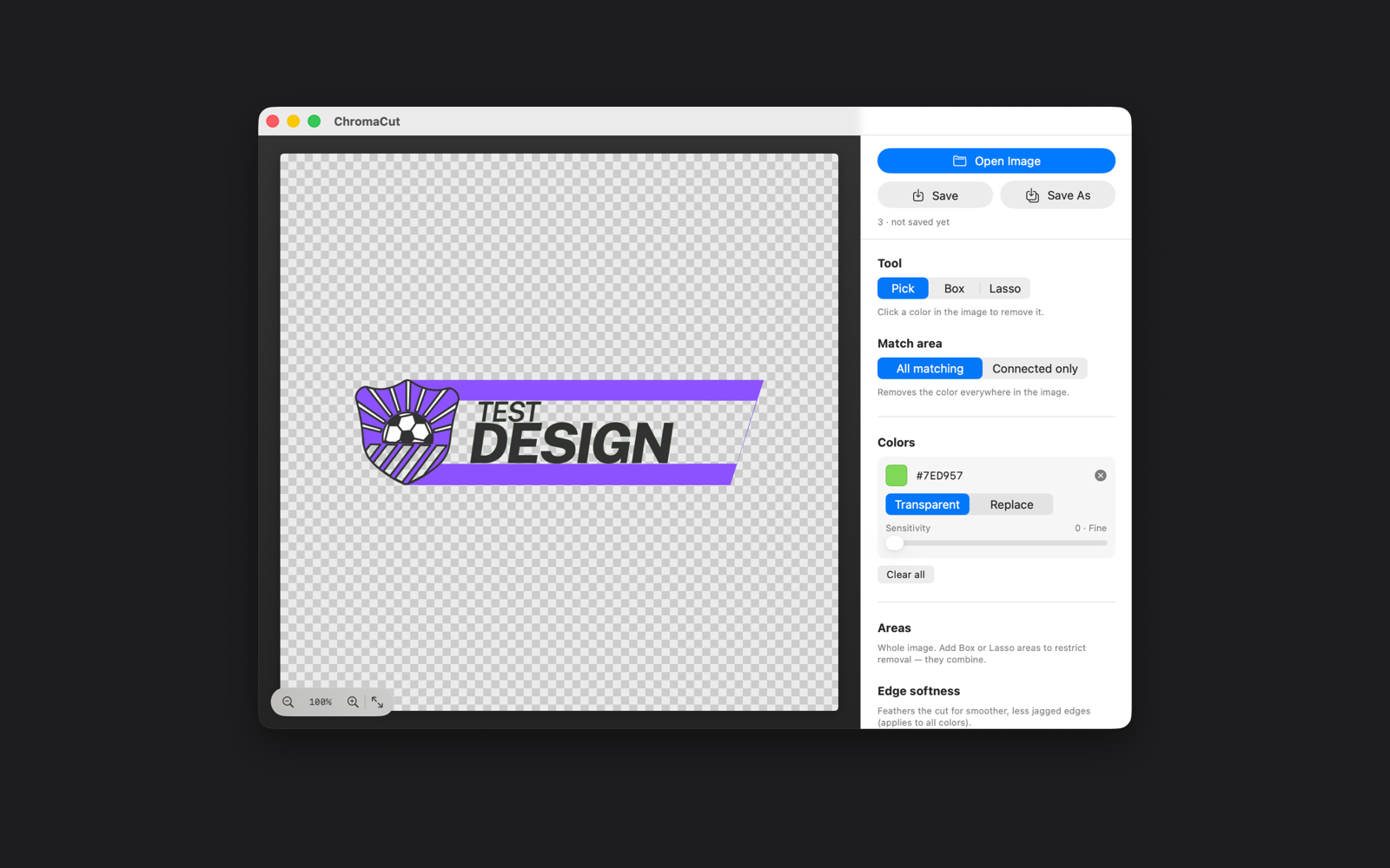 Targeting one specific green color in a design with ChromaCut